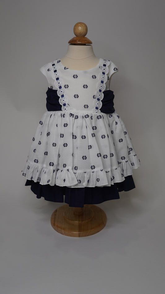 Navy Print with lace dress